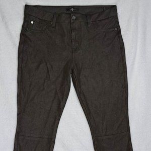 7 For all Manking Skinny Sueded Faux Leather Look Jeans SZ 30 Green Color